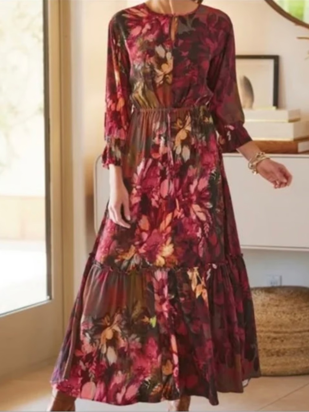 Soft Surroundings Natural Romance Dress Maxi Floral Dress XS